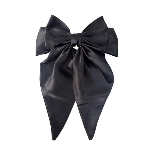 100% Silk hair bow - in Black