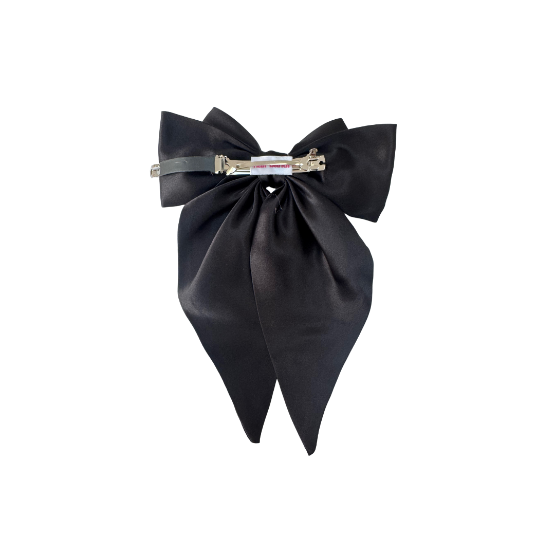 100% Silk hair bow - in Black